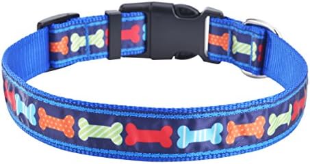 Designer Bone Colored Striped Ribbon Adjustable Fancy Trendy Breakaway Nylon Collar For Pet Dog Cats , Large