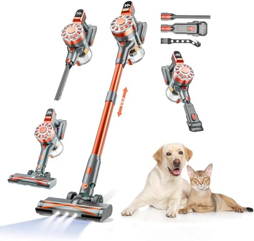 Photo 1 of WLOTPO Cordless Vacuum Cleaner for Home,Lightweight Stick Vacuum Cordless Rechargeable with Power Suction, Up to 35 Mins Runtime, Hardwood Floor Vacuum for Pet Hair,Carpets,Tile(Red Grey)