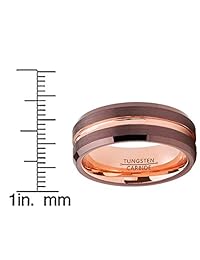Anillo de boda de carburo de tungsteno de 0.315 in de diámetro, color marrón chocolate y oro rosa