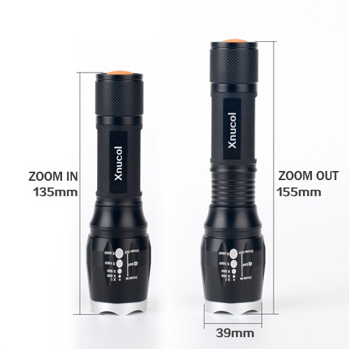 LED Flashlight,Xnucol Ultra Bright Multifunction Focus Adjustable Flashlight For Outdoor Sport Explore Home Lighting Car Emergency Escape Window Breaker and Survival Torch (Silver)