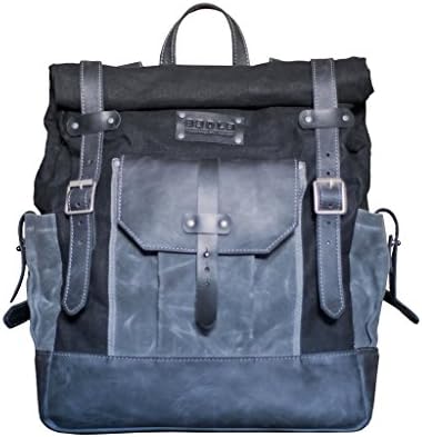 Roll Top Smoky Grey. Genuine Leather Bag. Designers Backpack For Laptop