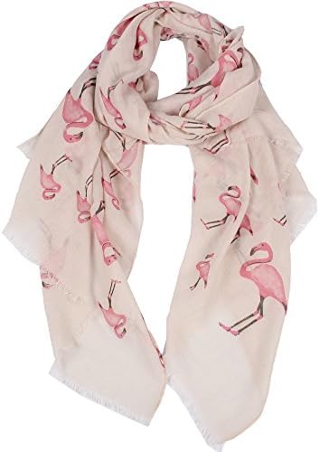 【Colorful Spring Inspired】Women’s Lightweight Fashion Scarf, Floral and Modern Print Sheer Shawl Wrap Flamingo