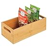mDesign-Kitchen-Storage-Box--Practical-Storage-Tray-with-Integrated-Handles--Open-Bamboo-Cupboard-Organiser-for-Kitchen-Utensils--Natural mDesign Kitchen Storage Box – Practical Storage Tray with Integrated Handles – Open Bamboo Cupboard Organiser for…