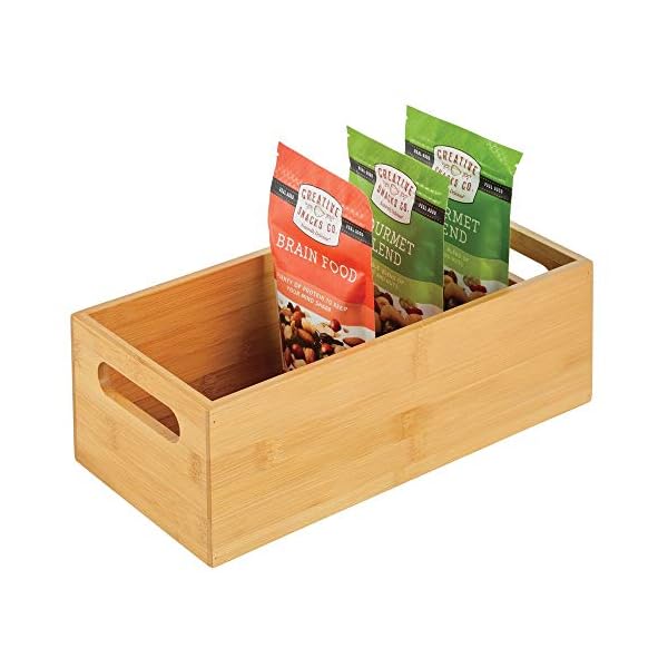 mDesign-Kitchen-Storage-Box--Practical-Storage-Tray-with-Integrated-Handles--Open-Bamboo-Cupboard-Organiser-for-Kitchen-Utensils--Natural mDesign Kitchen Storage Box – Practical Storage Tray with Integrated Handles – Open Bamboo Cupboard Organiser for…