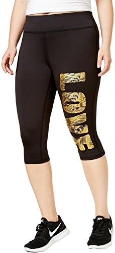 Material Girl Womens Plus Fitness Yoga Crop Leggings (Noir, 2X)