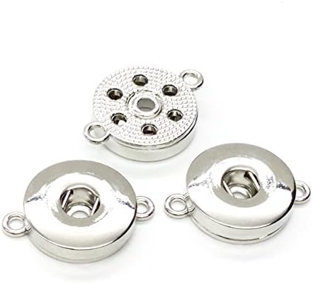 bcraftiz 5 pcs Silver Tone Simple 2 Loop Ends Connector with Focal Charm Interchangeable Snap Blank Base