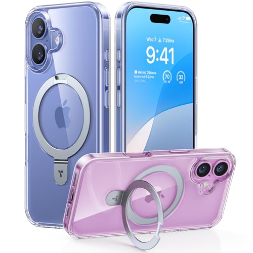 TORRAS Ostand Q1 für iPhone 16 Hülle mit MagSafe Case, Transparent