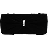 Elegant Rhinestone Bow Front Velvet Clutch Evening Bag Handbag