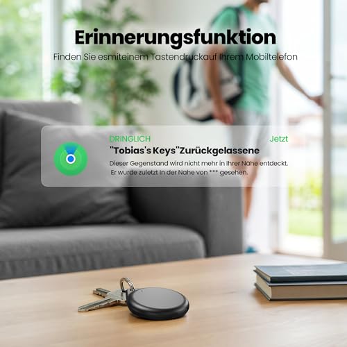 TECKNET Air Tracker Tag Key Finder, Smart Tag Compatible with Apple Where is App (iOS Only), Rechargeable, Waterproof, Bluetooth Key Finder for Luggage/Bags/Key/Pet (Pack of 4)