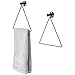 MyGift Hand Towel Holder for Bathroom, Metal Hand Towel Holder, Matte Black Hand Towel Rack Wall Mounted, Triangular Towel Ring for Bath Accessories (Black-2 Picecs)