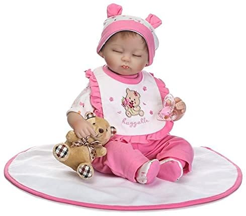 Pinky Reborn Baby Dolls 17" 43cm Reborn Doll Realistic Newborn Nurturing Dolls Toys Magnet Pacifier Xmas Gift (Pink)