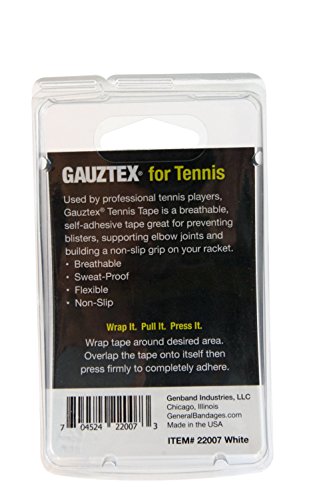 Gauztex® Athletic Tape – Tennis – Self-Adhesive Breathable Gauze – Flexible, Sweatproof Non-Slip Grip (1 Roll), 1 ½" x 7 ½ yds, Blue