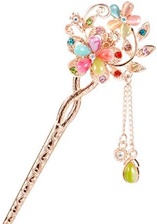 Retro Peacock Butterfly Flowers Metal Crystal Rhinestone Pearls Hair pin Dangle Artificial Diamond Colorful HairPin for Women Bridal Wedding Party Gifts