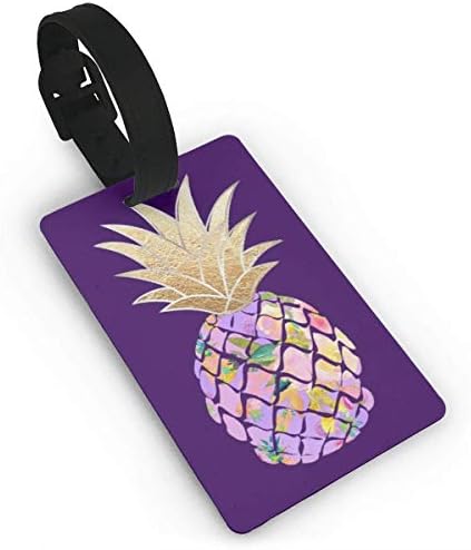 PixDezines Purple Aloha Pineapples Luggage Tag Travel ID Label Set of 2 for Suitcase Labels ID Tags Business Card Holder bag for women man passport cover set