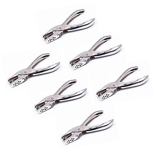 6 Pack Metal Hole Punchers Single Hole Punch Paper Puncher Ticket for School, Home and Office (1/4 Inch Hole)