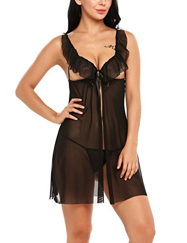 Avidlove Women Lingerie Lace Babydoll V Neck Sleepwear Strap Chemise