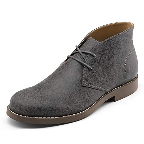 GM GOLAIMAN Men's Chukka Boots Casual Lace up Leather Desert Shoes Grey 9.5 D (M) US - Thumbnail 2