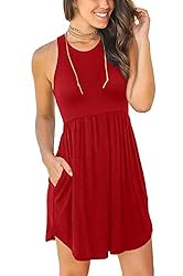 LONGYUAN Womens Dress Casual Stretch Tank Sundress