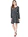Allegra K Women's Bird Prints Contrast Belt Above Knee A Line Dress L Blue