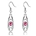 Shuiniba 1 Pair Fashion Crystal Drop Earring Oval Dangle Earrings - Rose Red