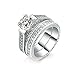 UOKOHO 2pcs Womens Wedding Engagement Bands Ring Sets 18K White Gold Plated Princess (8)