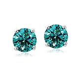 Bria Lou Silver Tone Birthstone Dark Blue December Round Crystal Women 6mm Stud Earrings Made with Swarovski Elements