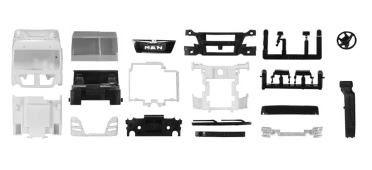 herpa 083904 - TGX XLX Euro 6 Cabin with WLB and roof spoiler, 2 pcs.