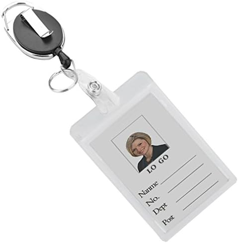 lotusflowert Badge Holder ID Duty Carabiner Badge and Key Reel with THREE Card ID Badge Holder (Sold Individually)