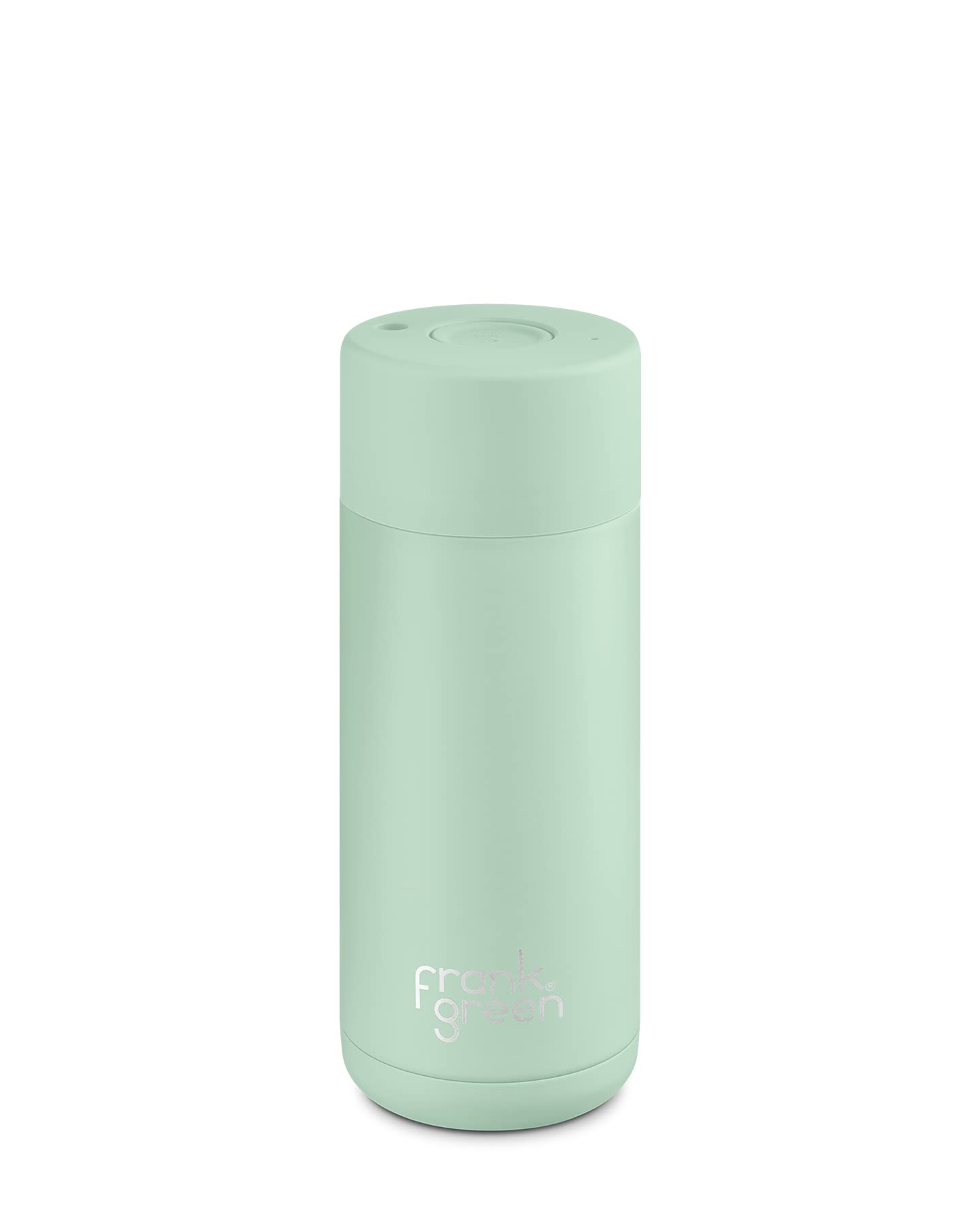 frank green Insulated Travel Mug for Cold Or Hot Drinks - 475ml/16oz Reusable Coffee Cup with Push-Button Lid, Ceramic Lined, Triple Wall Vacuum - Mint Gelato Green