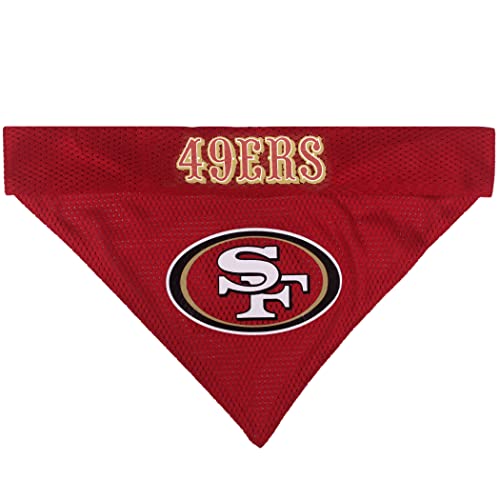 Pets First NFL DOG BANDANA - SAN FRANCISCO 49ERS REVERSIBLE PET BANDANA. 2 Sided Sports Bandana with a PREMIUM Embroidery TEAM LOGO, Small/Medium. - 2 Sizes & 32 NFL Teams available (SAN-3217-S-M)