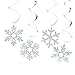 Juvale Silver Snowflake Swirl Decorations - Durable & Reusable Metallic Party Decoration - Indoor & Outdoor Hanging Decor - Adds Winter Charm & Snowflake Party Decor - Silver Pack of 30