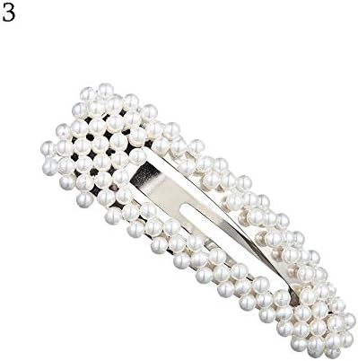 DraFenn Pearl Hair Clip For Women Elegant Snap Barrette Stick Hairpin Hair Styling Accessories,Style3