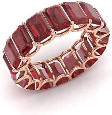 ダイアモンドレ 天然 認定エメラルドカット ガーネット 結婚指輪 14kローズゴールド 12 72カラットフルエタニティリング 女性用 Usサイズ6