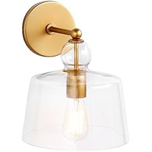Stone & Beam Modern Metal Sconce, with Bulb, Glass Shade