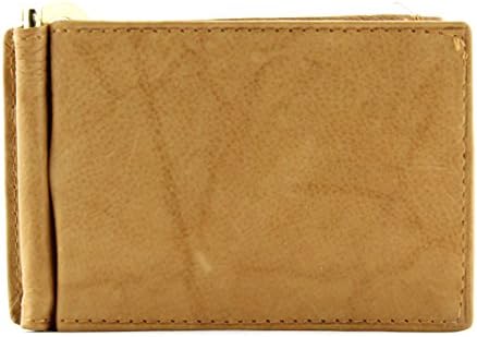 Bacci Top Grain Cowhide Z Card Wallet With Money Clip - Tan