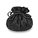 Red Blossom Drawstring Jewelry Pouch - Silk Jacquard (Black)