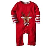 Big Elephant Baby Girls' 1 Piece Elk Christmas Romper Pajama Clothes H23