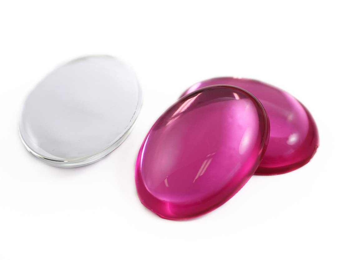 40x30mm Large Flat Back Oval Acrylic Cabochons Rhinestones Plastic Gems Embellishments for Crafts, Costumes, Card Invitations, Jewelry, Cosplay - 4 Pieces (Pink H112)
