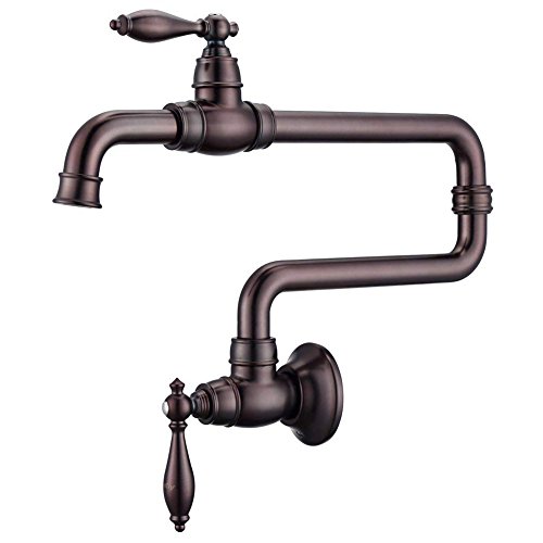 SonTiy Pot Filler Faucet Wall Mount Kitchen Faucet, Folding Double Joints Venetian Bronze Pot Fillers, Coffee Antique Brass Farmhouse Wall Sink Faucet Kit 26"
