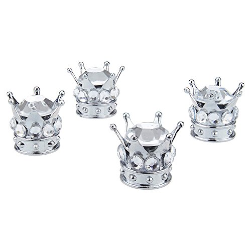 Bling Car Decor Princess Crown Tire Air Valve Stem Caps, Crystal Crown Car Decoration For Auto Tire/Wheel, Bling Car Accessories For Women, Rhinestone Car Bling Accessory (Crown)