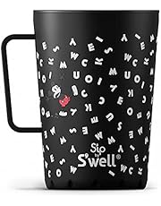 S'ip by S'well Stainless Steel Takeaway Mug - 15 Oz - Mickey Mouse, Letters - Double-Walled Vacuum-Insulated Keeps Drinks Cold for 10 Hours and Hot for 2 - BPA-Free Travel Mug