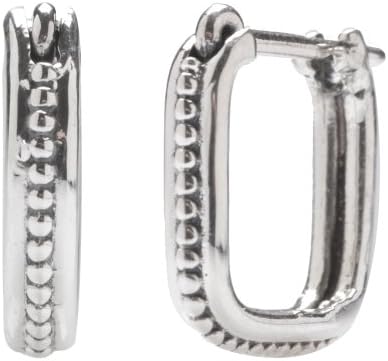 Sterling Silver U Shape Ball Detail Huggie Hinge Back Earrings