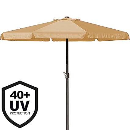 Deuba Sonnenschirm I 330cm I Aluminium I mit UV-Schutz 40+ I wasserabweisend I beige - Kurbelschirm Ampelschirm Marktschirm Gartenschirm Terrassenschirm