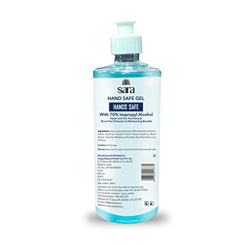 Sara Soul Of Beauty Instant Hand Sanitizer Germ Protection 70 Isopropyl Alcohol Sanitizing Gel Rinse Free Hand Rub Palm Cleanser With Moisturizing Benefits 500 Ml Jinog Com