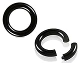 PAIR Black Acrylic Segment Rings Captive Bead Body Jewelry (6g - Diameter 5/8