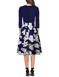 Vestido de fiesta informal con bolsillos de patchwork vintage floral para mujer