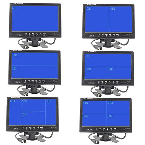 Vanxse 9" TFT LCD Car Rearview Quad Split Monitor,Remote Control, 4 Channels 4-Pin Aviation Video Inputs - 12V-24V 800X480HD Screen for Car Backup Camera System & Home Security Surveillance - Thumbnail 3