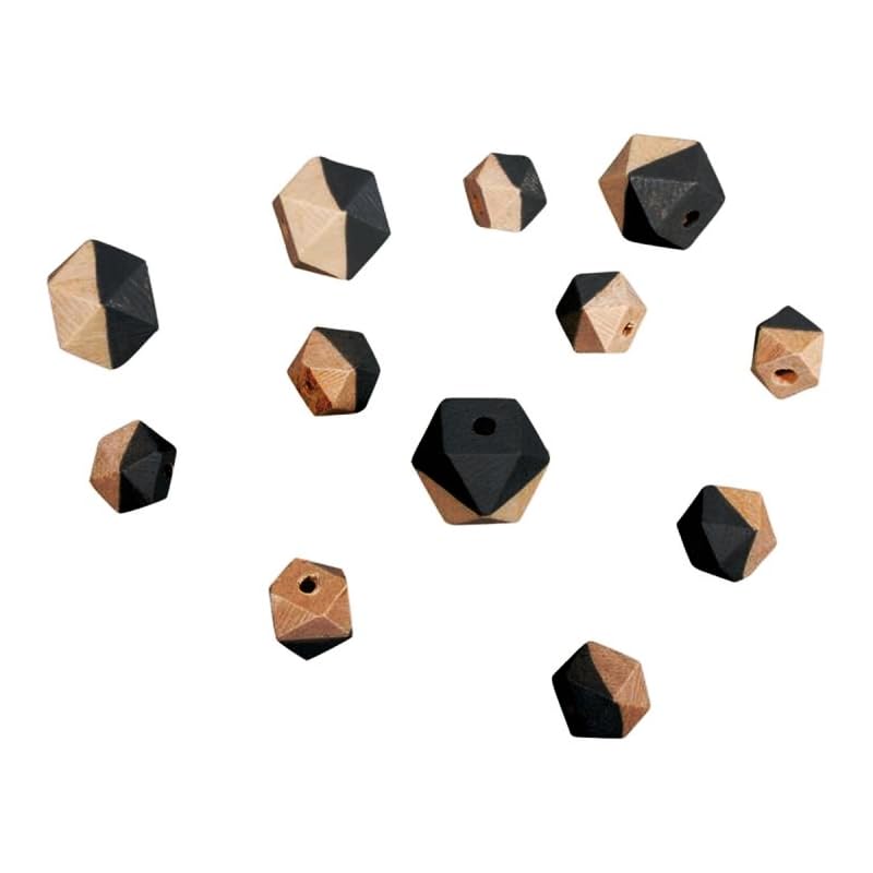 2 Tone Diamond Wooden Beads – Light Grey – 2 Sizes – 12 pcs