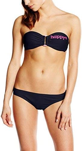 Maillot De Bain Happy And So Happy and So - maillot de bain - Bandeau - Uni - Femme - Noir (Noir/Rose Fluo) - FR: 40 (Taille