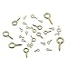 ECKJ 191pcs Screw Eyes Brass Plated Metal Eye Shape Screw Self Tapping Screws includes 9 Sizes Color Gold